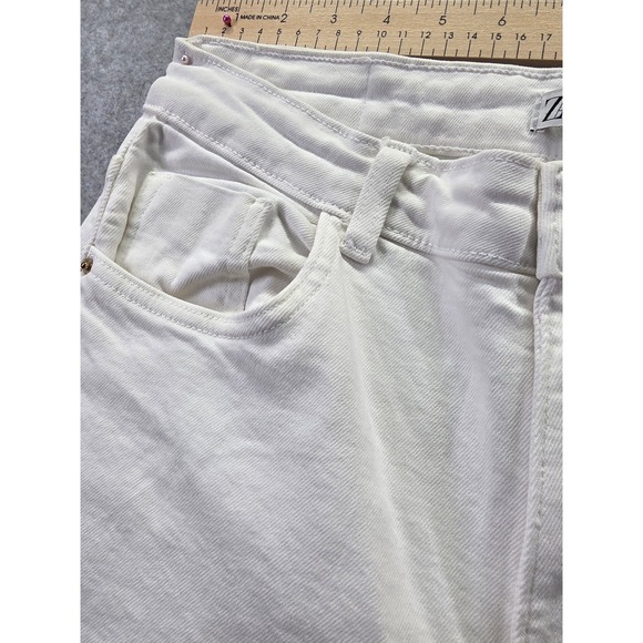 Zara Womens White Wide Leg Frayed Hem Denim Jeans High Rise Size 8 - Picture 7 of 16